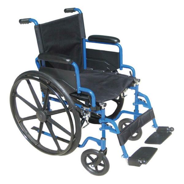 Refuah Blue Streak Wheelchair with Flip Back Detachable Desk Arms and Swing away Foot Rest RE1778